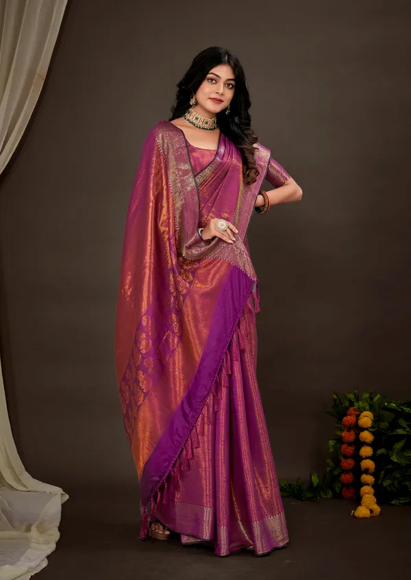 Magenta_Luxurious_Kanjivaram_Silk_Saree_Weave_of_Royalty_With_Blouse_Piece_Attached