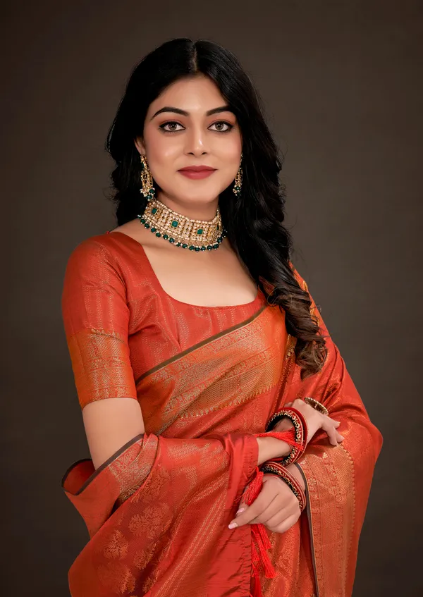 Red_Luxurious_Kanjivaram_Silk_Saree_Weave_of_Royalty_With_Blouse_Piece_Attached