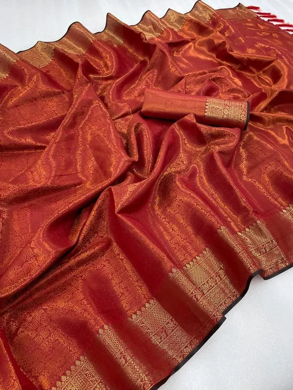 Red_Luxurious_Kanjivaram_Silk_Saree_Weave_of_Royalty_With_Blouse_Piece_Attached