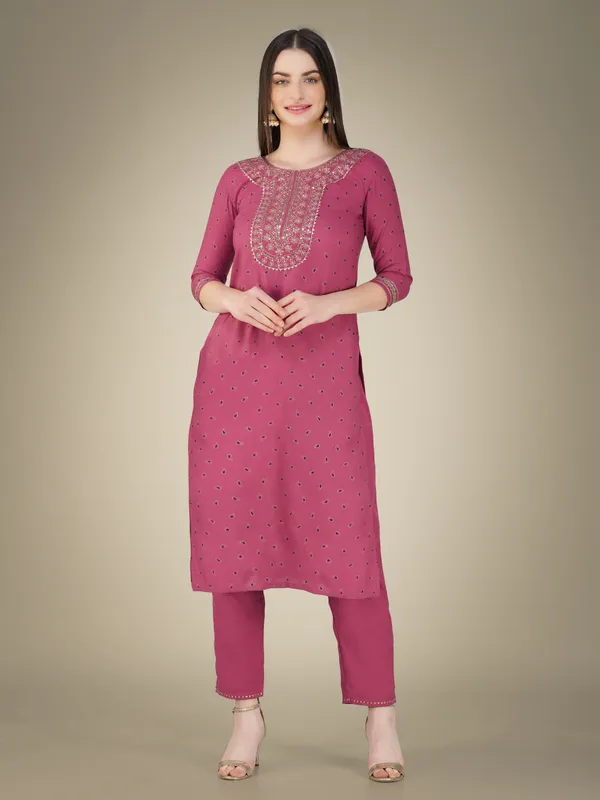 Wine_Cotton_Magic_Slub_Kurti_Pant_Dupatta_Set_With_Embroidery_&_Sequence_Work