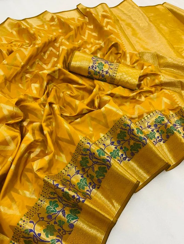 Yellow_Soft_Banarasi_Silk_Saree_With_Zari_Weaving_Work