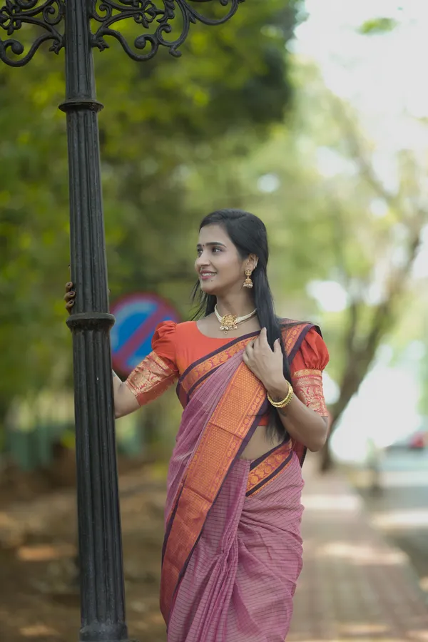 BrickRed_Peacock_Checks_Narayan_peth_Pure_Handloom_Cotton_Saree_with_running_blouse_piece_(Same_As_saree)
