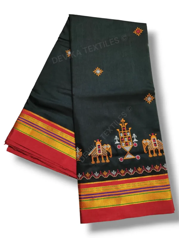 Black_Ilkal_Kasuti_Work__Cottonsilk_Saree_With_running_blouse_piece