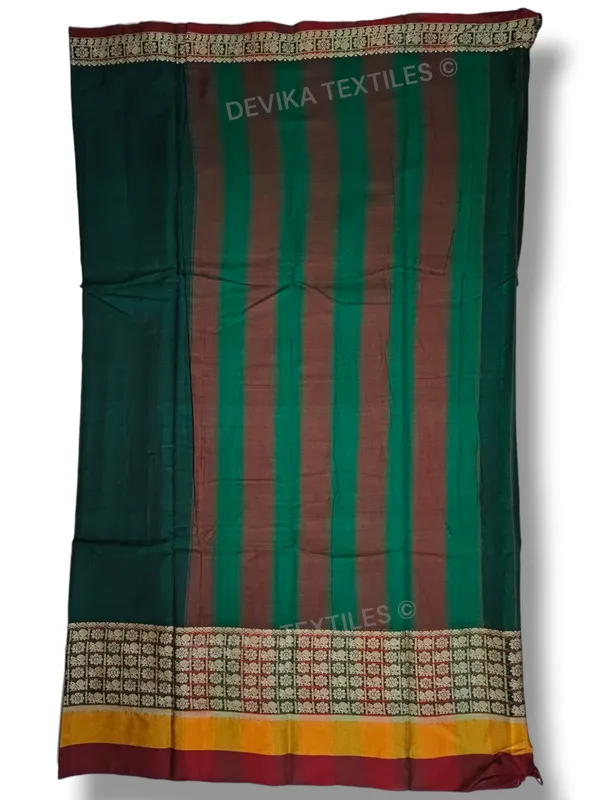 Bottle_Green_Chandrakala_Narayanpeth_Pure_Handloom_Cotton_Saree_With_Running_Blouse_Piece(Same_As_saree)
