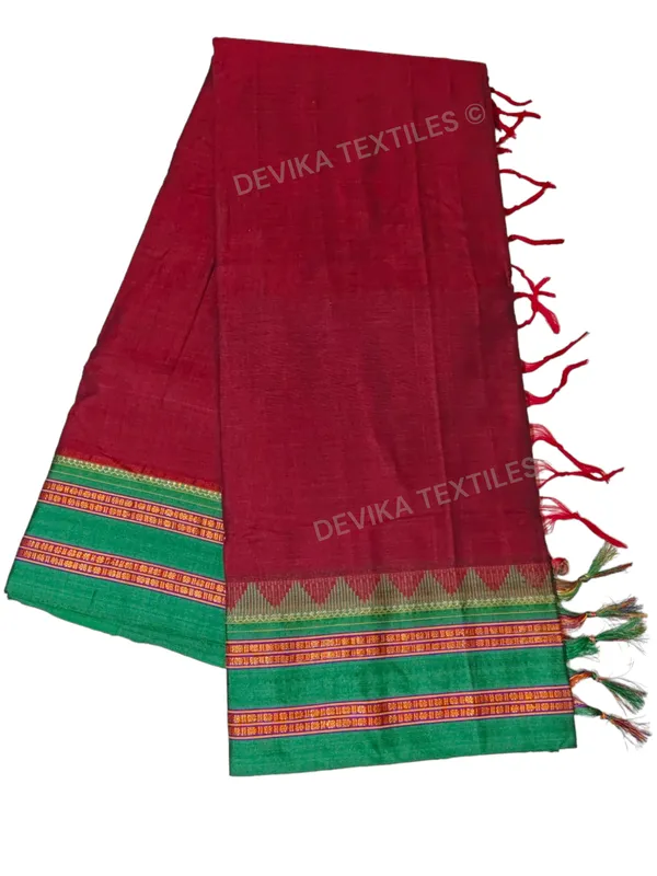 Maroon_Sanvi_Narayanpeth_Pure_Handloom_Cotton_Saree_With_Running_Blouse_Piece(Same_As_saree)