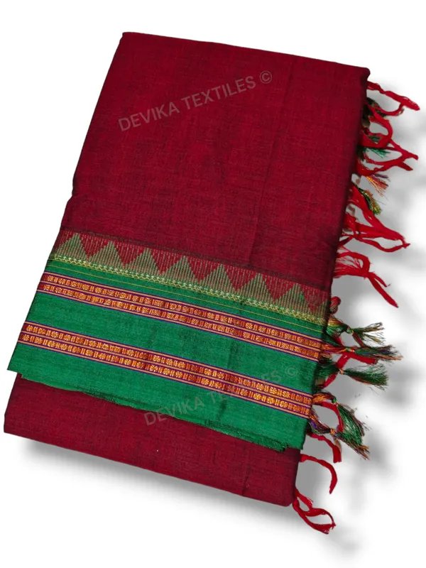 Maroon_Sanvi_Narayanpeth_Pure_Handloom_Cotton_Saree_With_Running_Blouse_Piece(Same_As_saree)