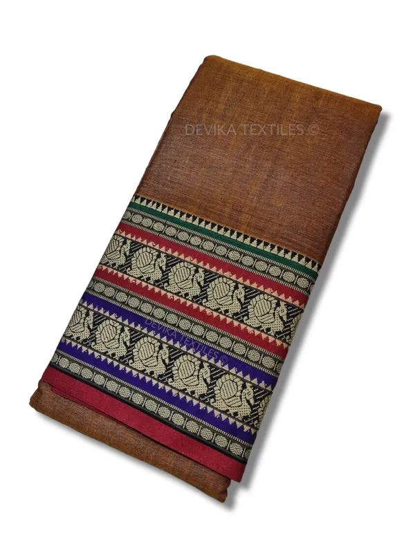 Brown_Shravya_Border_Narayanpet_Pure_Handloom_Cotton_Sarees_with_Running_blouse_piece(Sam_as_saree)