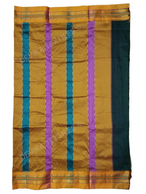 Coffee_Ilkal_Zig_Zag_Pattern_Cottonsilk_Saree_with_running_blouse_piece