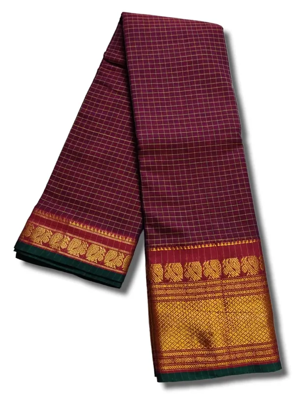 Women'S_Narayanpet_Checks_Cotton_Saree_With_Running_Blouse_Piece_(Multi)