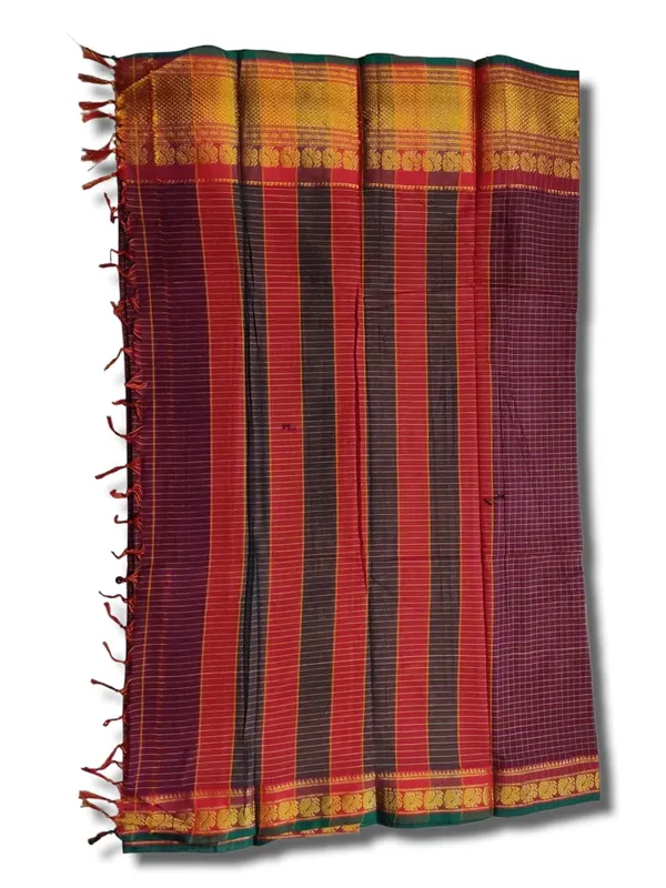 Women'S_Narayanpet_Checks_Cotton_Saree_With_Running_Blouse_Piece_(Multi)