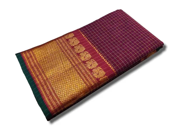 Women'S_Narayanpet_Checks_Cotton_Saree_With_Running_Blouse_Piece_(Multi)