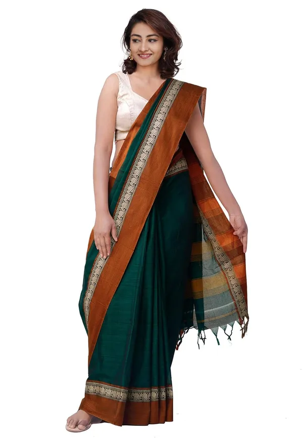 Pure_Handloom_Narayanpet_Cotton_Saree_With_Blouse_Piece_And_Tassels_From_The_Weavers_Of_Andhra_Pradesh(Green+Free_Size)_For_Women