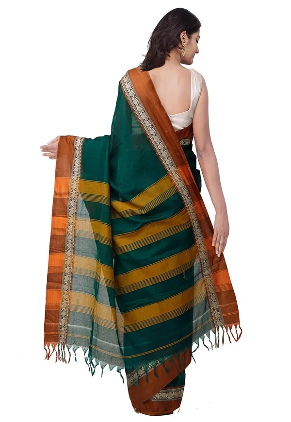 Pure_Handloom_Narayanpet_Cotton_Saree_With_Blouse_Piece_And_Tassels_From_The_Weavers_Of_Andhra_Pradesh(Green+Free_Size)_For_Women