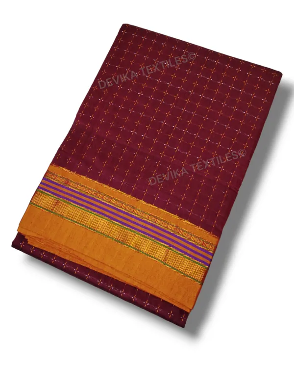 Maroon_Cottonsilk_Ilkal_starplus_pattern_saree_with_running_blouse_piece