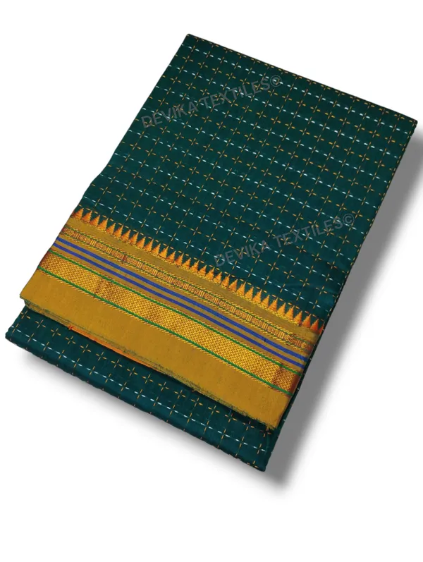 Mehandi_Cottonsilk_Ilkal_starplus_pattern_saree_with_running_blouse_piece