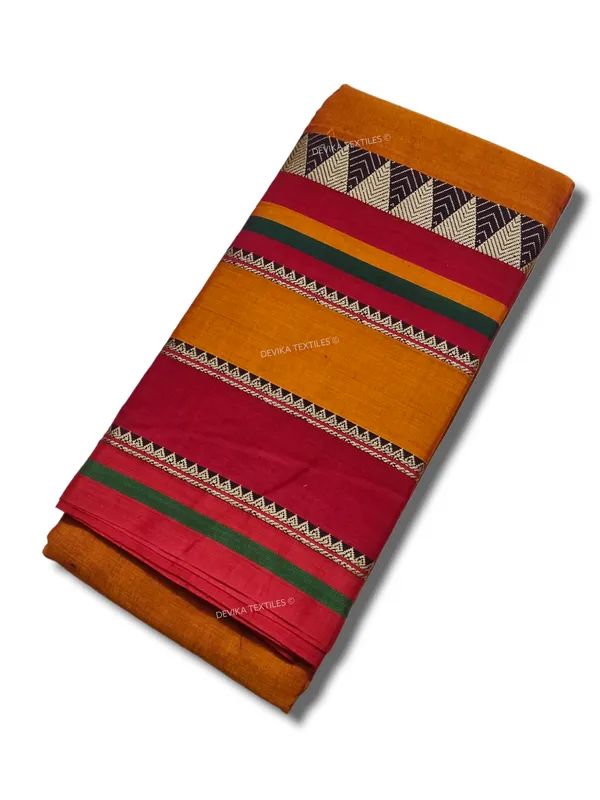 Deep_Gold_Rangoli_Border_Narayanpet_Pure_Handloom_Cotton_Sarees_with_Running_blouse_piece
