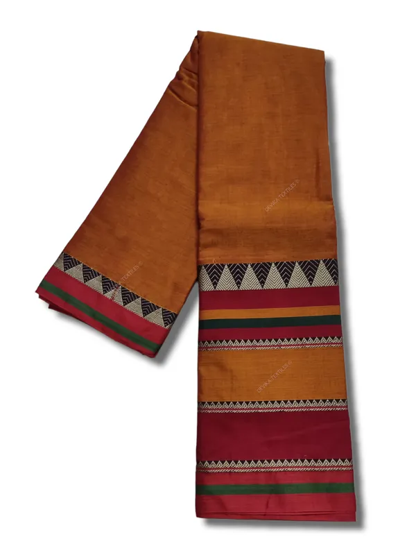 Deep_Gold_Rangoli_Border_Narayanpet_Pure_Handloom_Cotton_Sarees_with_Running_blouse_piece