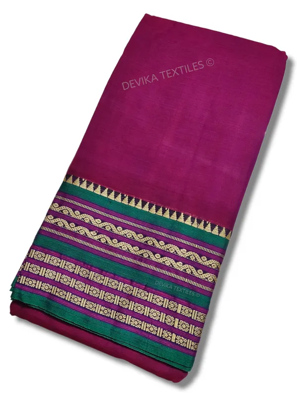 Double_Shaded_Magenta_Orissa_Border_Narayanpet_Pure_Handloom_Cotton_Sarees_with_Running_blouse_piece