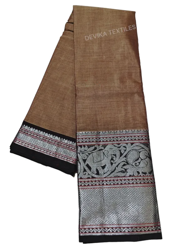 Dual_tone_Brown_Tanvi_silver_border_Pure_cotton_Narayanpeth_handloom__saree_with_running_blouse_piece