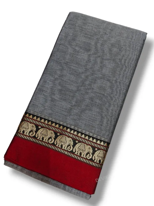 Grey_Elephant_Border_Narayanapet_Pure_Cotton_saree_with_running_blouse_piece_(same_as_saree)