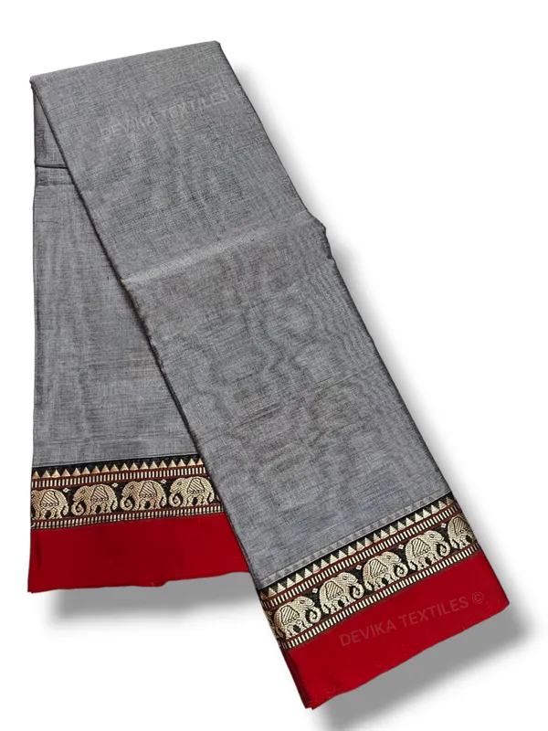 Grey_Elephant_Border_Narayanapet_Pure_Cotton_saree_with_running_blouse_piece_(same_as_saree)