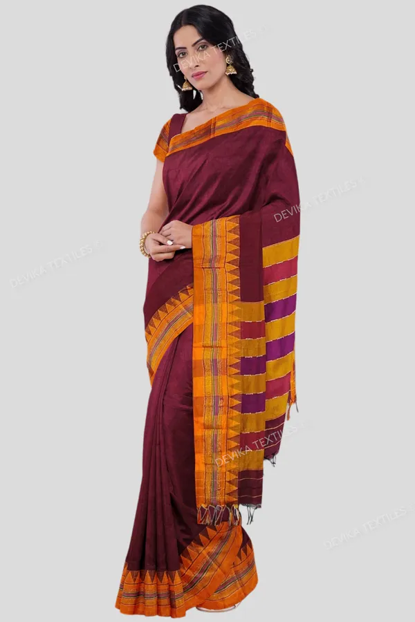 ILKAL_COTTONSILK_MAROON_M_BORDER_SAREE_WITH_RUNNING_BLOUSE_PIECE