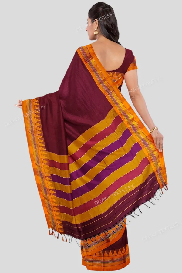 ILKAL_COTTONSILK_MAROON_M_BORDER_SAREE_WITH_RUNNING_BLOUSE_PIECE