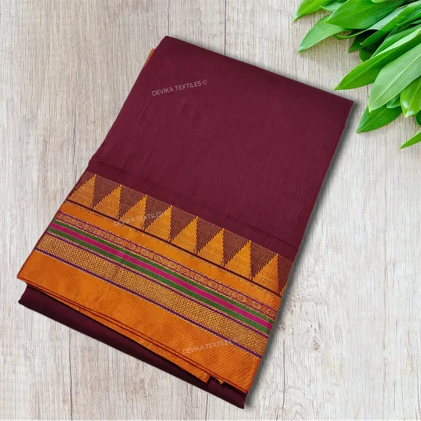 ILKAL_COTTONSILK_MAROON_M_BORDER_SAREE_WITH_RUNNING_BLOUSE_PIECE