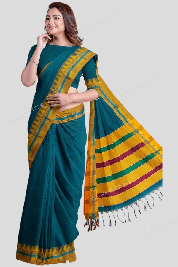 Ilkal_Ananda_Color_Cottonsilk_M_Border_Saree_with_Running_blouse_piece