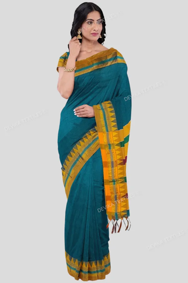 Ilkal_Ananda_Color_Cottonsilk_M_Border_Saree_with_Running_blouse_piece