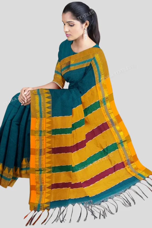 Ilkal_Ananda_Color_Cottonsilk_M_Border_Saree_with_Running_blouse_piece