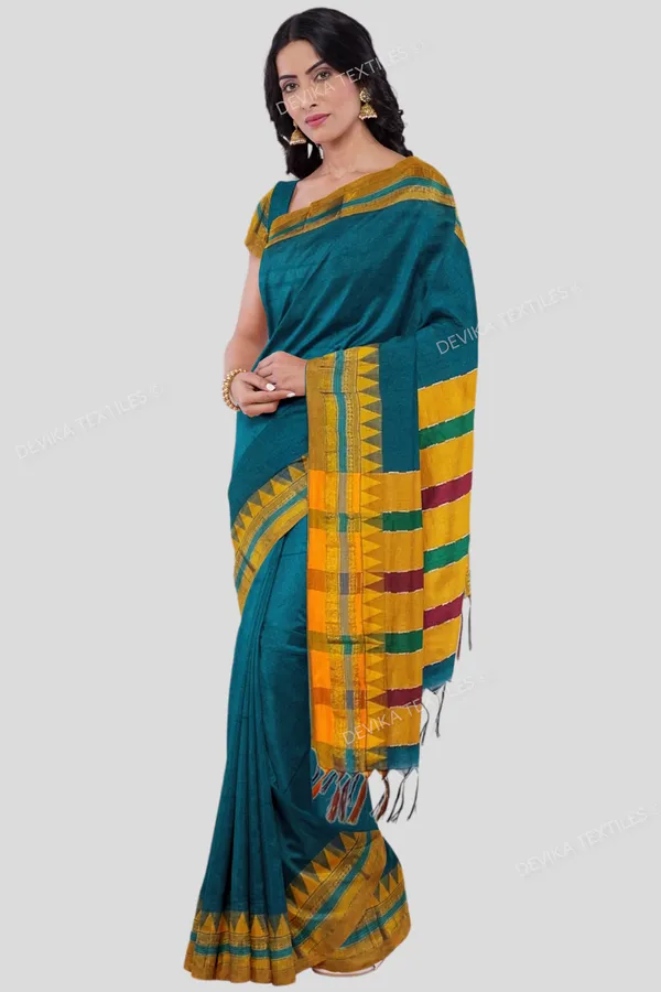 Ilkal_Ananda_Color_Cottonsilk_M_Border_Saree_with_Running_blouse_piece
