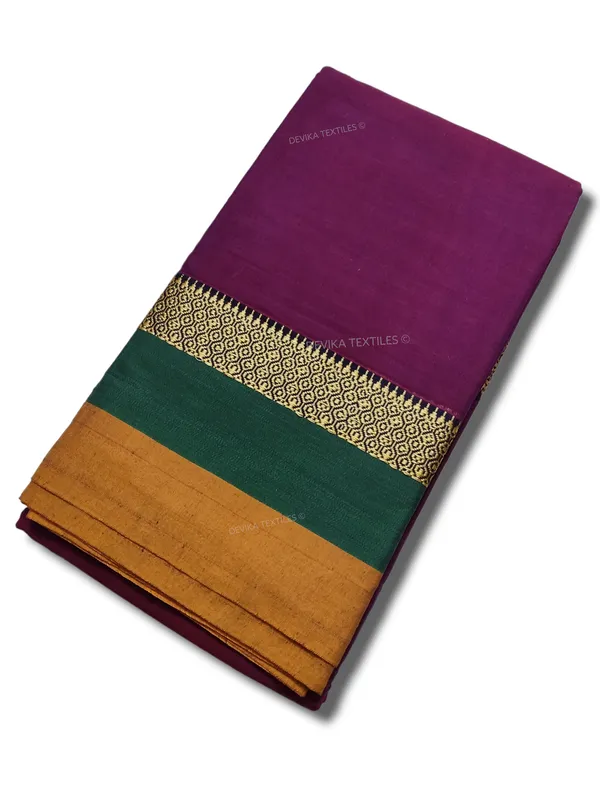 Magenta_Avani_Border_Narayanpet_Pure_Handloom_Cotton_Saree_with_Running_blouse_piece