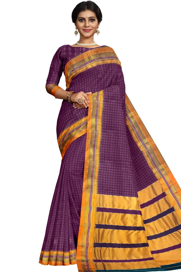 Magenta_Cottonsilk_Ilkal_starplus_pattern_saree_with_running_blouse_piece(same_as_saree)