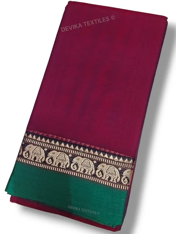 Magenta_Elephant_Border__100%_Pure__Narayanpet_Cotton_saree_with_Running_blouse_piece