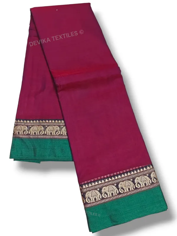 Magenta_Elephant_Border__100%_Pure__Narayanpet_Cotton_saree_with_Running_blouse_piece