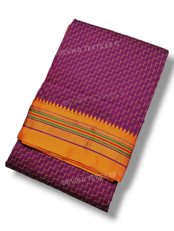 Magenta_Ilkal_Zig_Zag_Pattern_Cottonsilk_Saree_with_running_blouse_piece