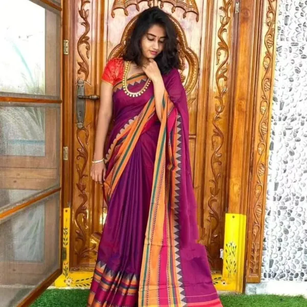 Magenta_Rangoli_Border_Narayanpet_Pure_Handloom_Cotton_Saree_with_Running_blouse_piece