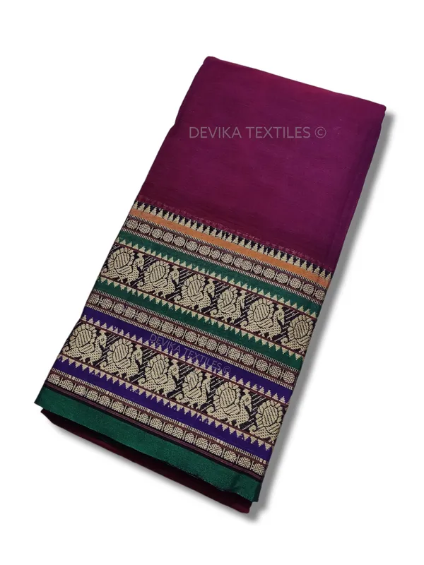 Magenta_Shravvya_Border_Narayanpet_Pure_Handloom_Cotton_Sarees_with_Running_blouse_piece(Sam_as_saree)