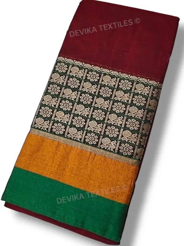 Maroon_ChandraKala_Narayanpeth_Pure_Handloom_Cotton_Saree_With_Running_Blouse_Piece(Same_As_saree)