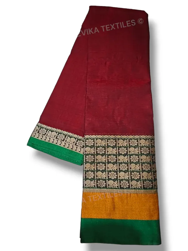 Maroon_ChandraKala_Narayanpeth_Pure_Handloom_Cotton_Saree_With_Running_Blouse_Piece(Same_As_saree)
