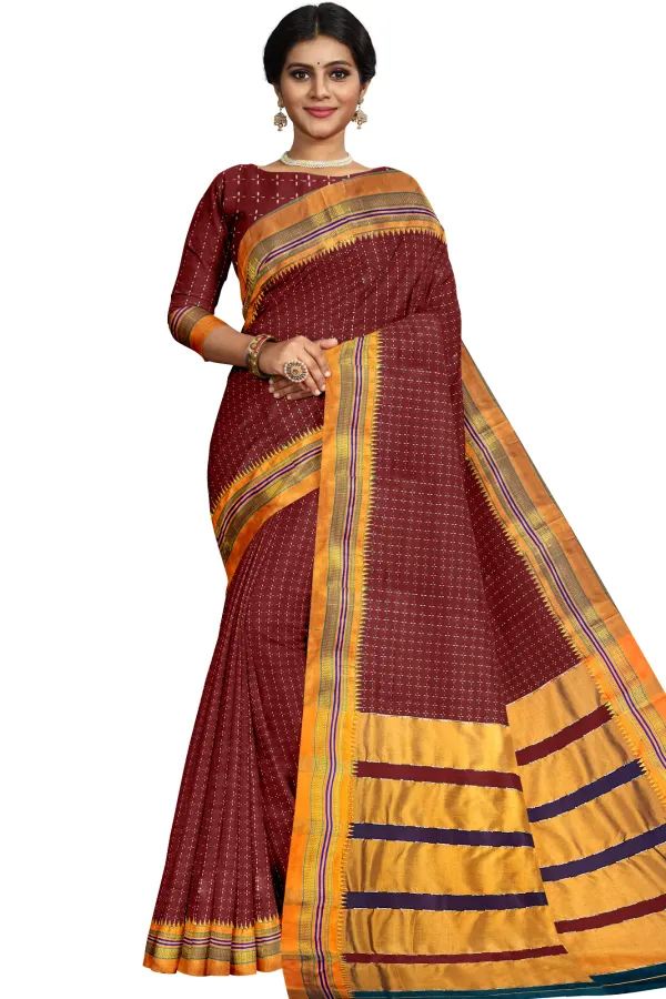 Maroon_Cottonsilk_Ilkal_starplus_pattern_saree_with_running_blouse_piece(same_as_saree)