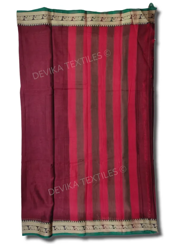 Maroon_Elephant_Thread_Border_Narayanpet_Pure_Handloom_Cotton_Sarees_with_Running_blouse_piece_(Tanvi)