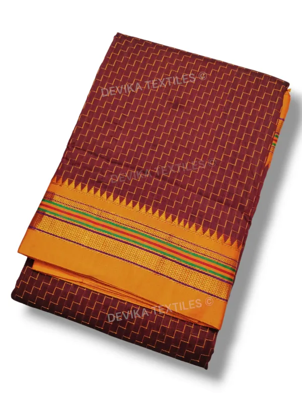 Maroon_Ilkal_Zig_Zag_Pattern_Cottonsilk_Saree_with_running_blouse_piece
