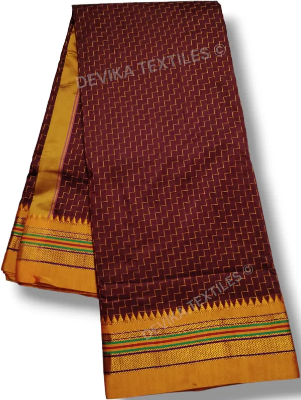 Maroon_Ilkal_Zig_Zag_Pattern_Cottonsilk_Saree_with_running_blouse_piece