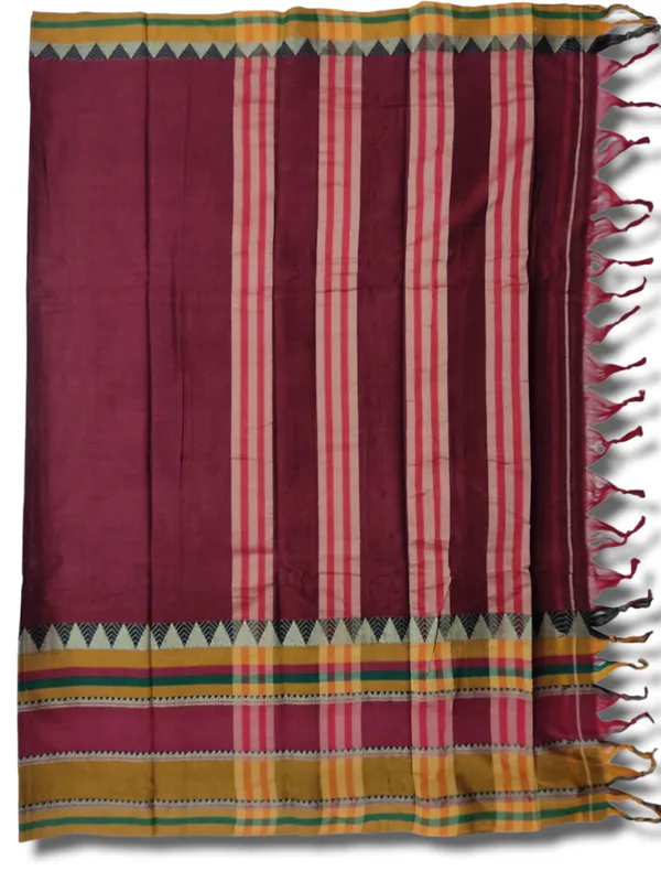 Maroon_Rangoli_Border_Narayanpet_Pure_Handloom_Cotton_Sarees_with_Running_blouse_piece