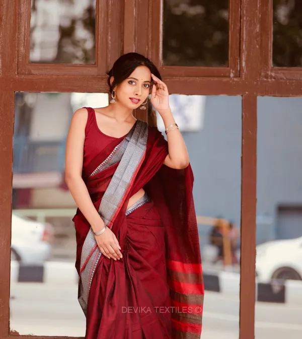 DEVIKA TEXTILES Maroon Sahitya Narayanapet Pure Cotton saree with running blouse piece Same as saree Price in India Buy DEVIKA TEXTILES Maroon Sahitya Narayanapet Pure Cotton saree with running blouse...