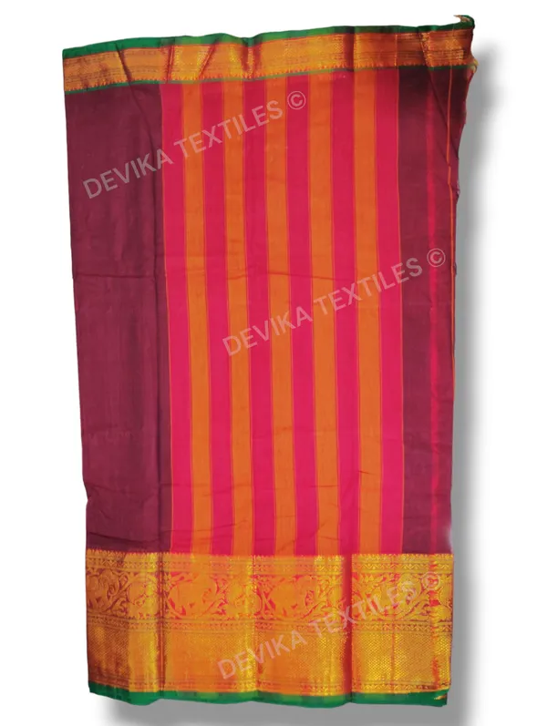 Maroon_Tanvi_Gold_jari_Border_Narayanpet_Pure_Handloom_Cotton_saree_with_running_blouse_piece