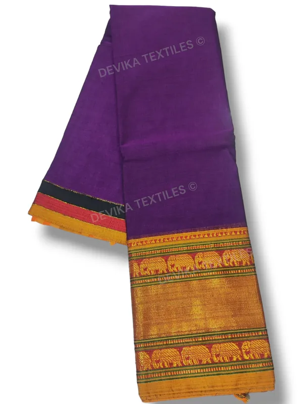 Meganta__Double_Elephant_Jari_Border_Narayanpeth_handloom_Cotton_Saree_with_Running_blouse_piece