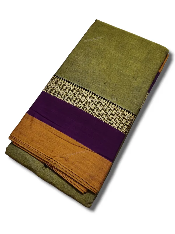 Mehandi_Avani_Border_Narayanpet_Pure_Handloom_Cotton_Sarees_with_Running_blouse_piece